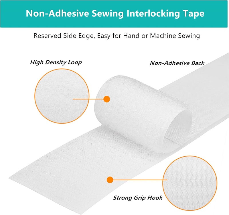 SICCOMA Sew on Hook and Loop Tape 4 Inch Wide,6.5 Feet Non-Adhesive Back Hook and Loop Strips Sewing Fastener Fabric Fastener Non Adhesive Interlocking Tape White - Image 4